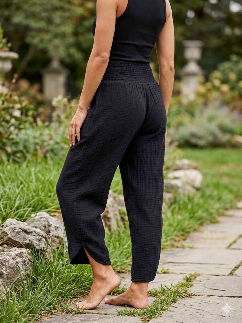 😍ON 34TH Women's Black Wide Leg Cotton Pants Size Large 100%cotton
